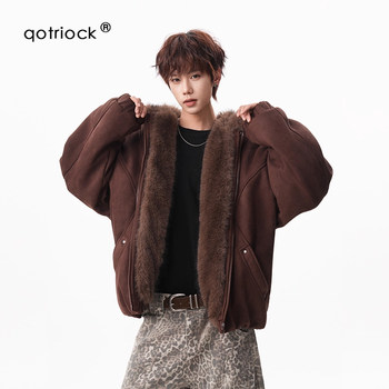 Melard Faux Suede Fleece-Lined Hooded Cotton Jacket for Men, Winter Thickened Warm Cotton Jacket, Couple's Cotton Coat