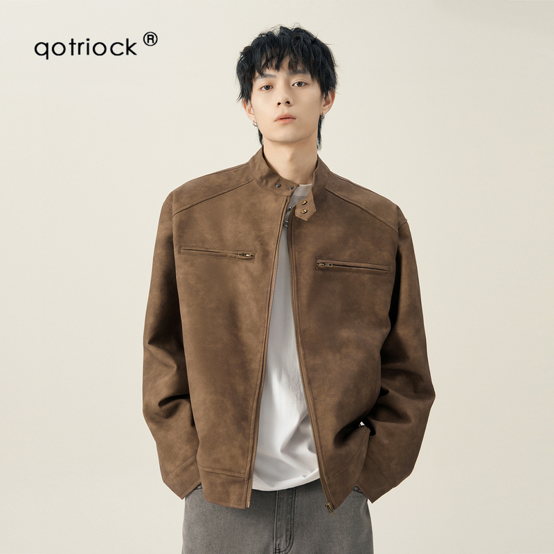 Melard American-Style Brown Leather Jacket Cotton Coat Men's High-End Cleanfi Flight Jacket Couple Baseball Jacket Melard American-Style Brown Leather Jacket Cotton Coat Men's High-End Cleanfi Flight Jacket Couple Baseball Jacket