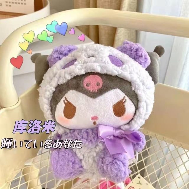 Hellokitty Sanrio cute plush toy doll pendant black leather hallokitty pendant