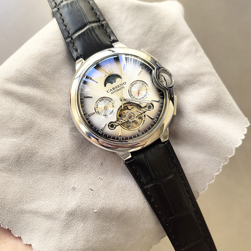 Foreign Trade Blue Light Balloon Pilot Style Personalized Fashion Large Dial Men's Mechanical Watch Fully Automatic Skeleton Star Moon Phase Watch Foreign Trade Blue Light Balloon Pilot Style Personalized Fashion Large Dial Men's Mechanical Watch Fully Automatic Skeleton Star Moon Phase Watch