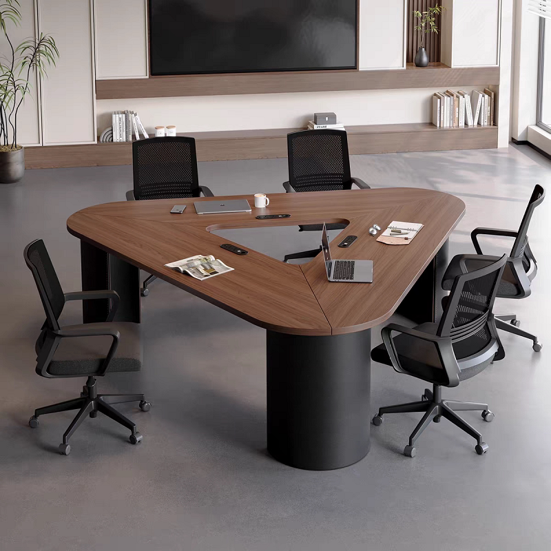 Solid Wood Small Conference Table, Modern Light Luxury High-End Office Training Room Irregular-Shaped Negotiation Table, Reception Table