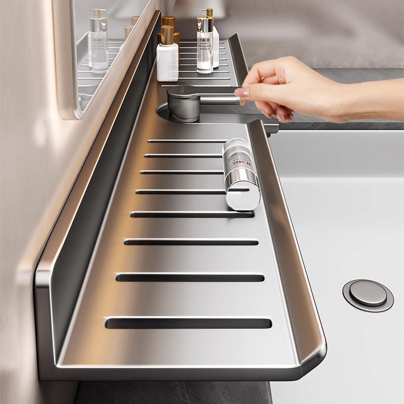 German Mujie Bathroom Storage Rack in Front of the Mirror Toilet Washbasin Washbasin Wall-Mounted Punch-Free Shelf German Mujie Bathroom Storage Rack in Front of the Mirror Toilet Washbasin Washbasin Wall-Mounted Punch-Free Shelf