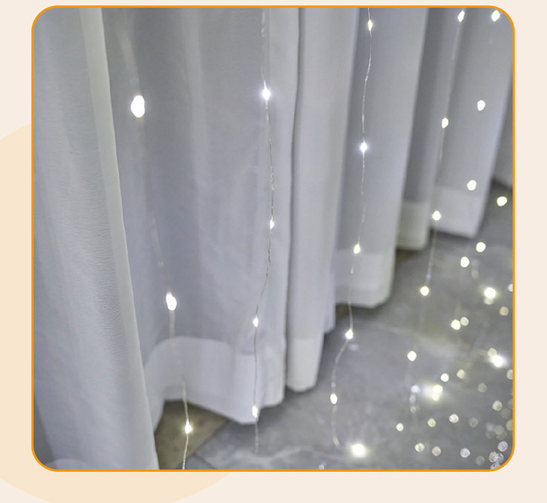 Световое украшение led铜丝窗帘灯户外防水太阳能灯房间少女心气氛灯窗户装饰灯