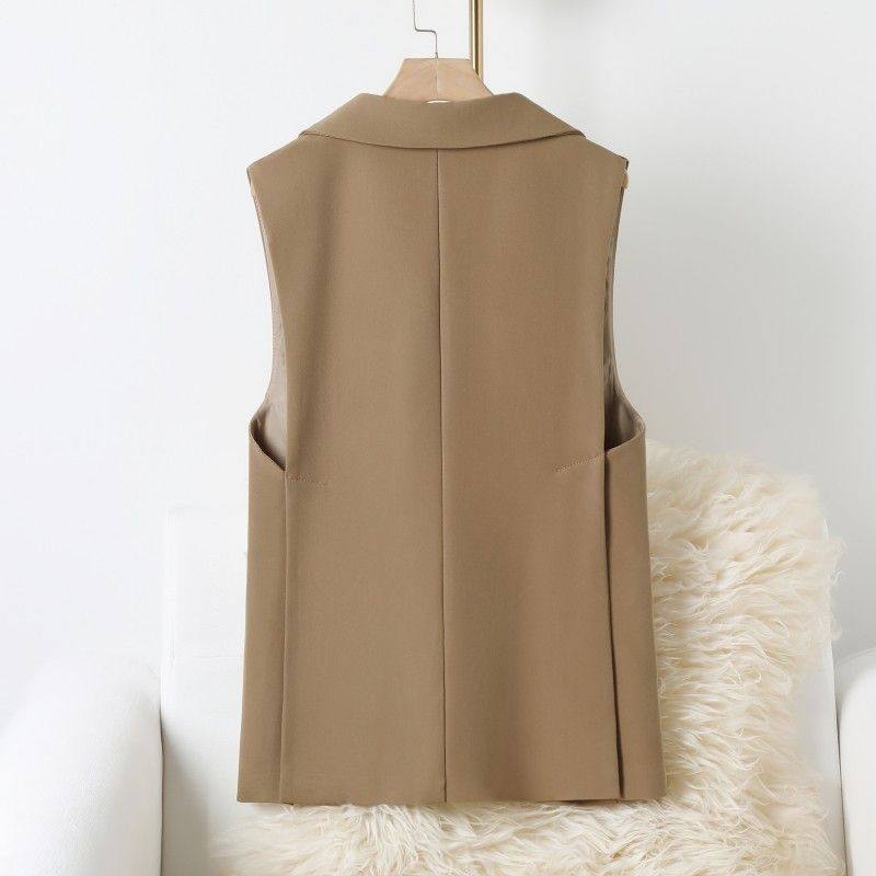 レディーススーツベスト 2026年新作 春秋 韓国風 ミドル丈 サイドスリット 人気商品 アウター用スーツベスト