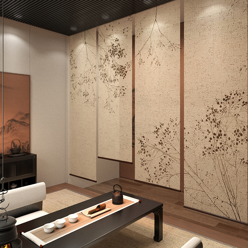 New Chinese-Style Roller Blinds, Adjustable Blackout Office Soft Partition Screens, Semi-Transparent Bamboo Song-Style Aesthetic Hanging Curtains New Chinese-Style Roller Blinds, Adjustable Blackout Office Soft Partition Screens, Semi-Transparent Bamboo Song-Style Aesthetic Hanging Curtains