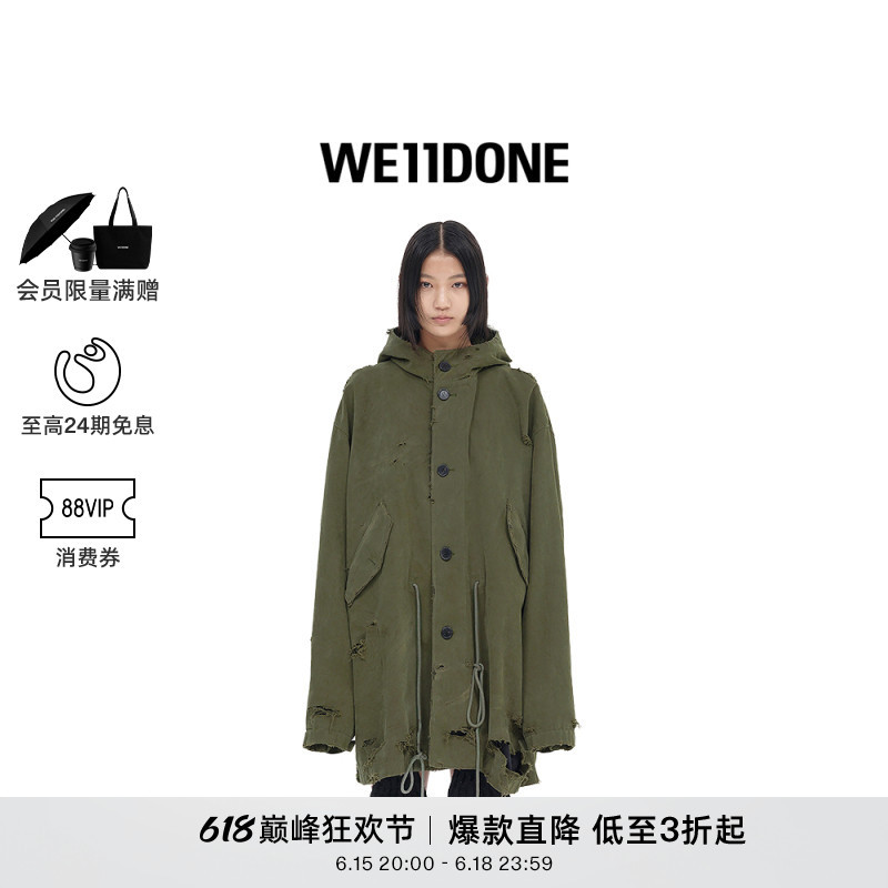 We11Done Unisex Vintage-Style Hooded Parka Jacket for Men and Women We11Done Unisex Vintage-Style Hooded Parka Jacket for Men and Women