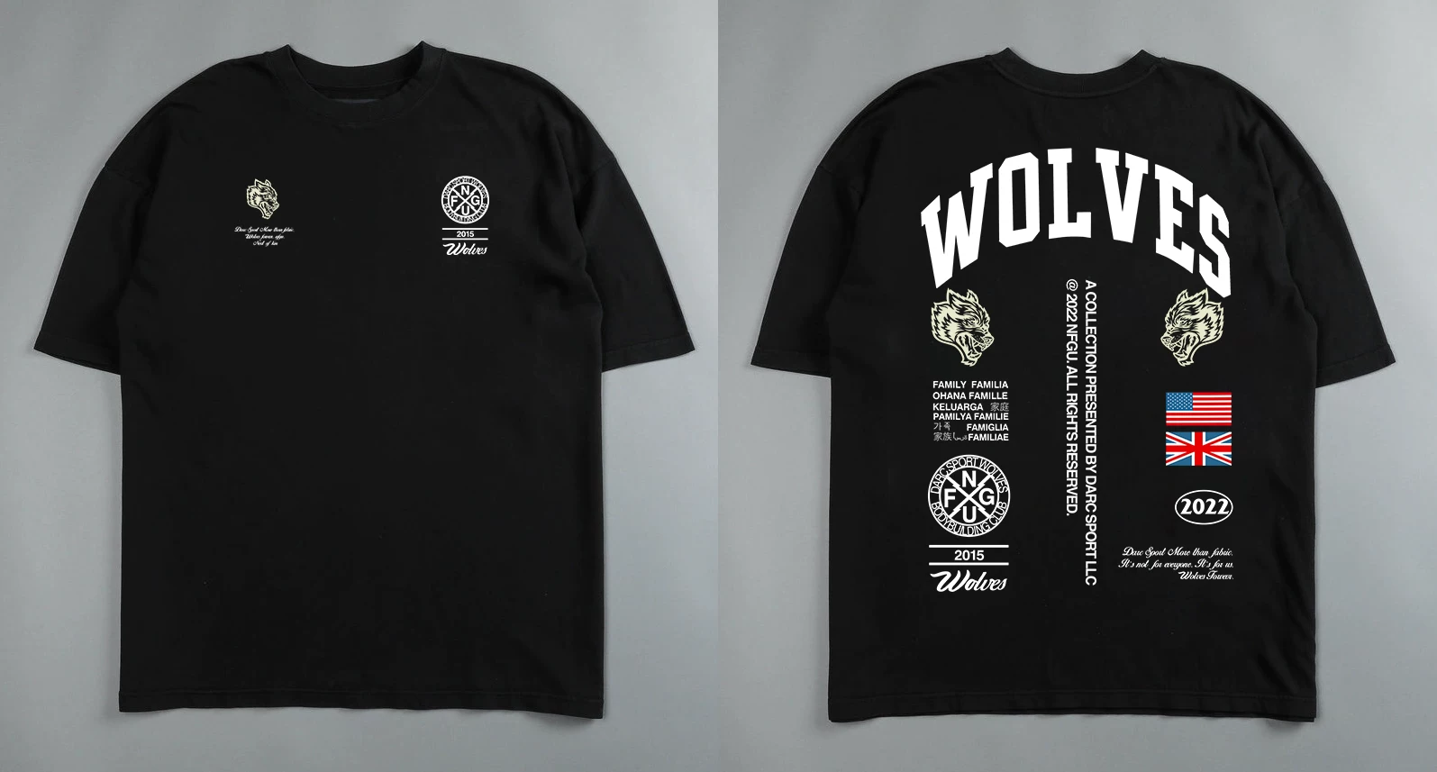 Darc Wolf Sport футболки Oversized Графика DTG ПЕЧАТЬ Tech