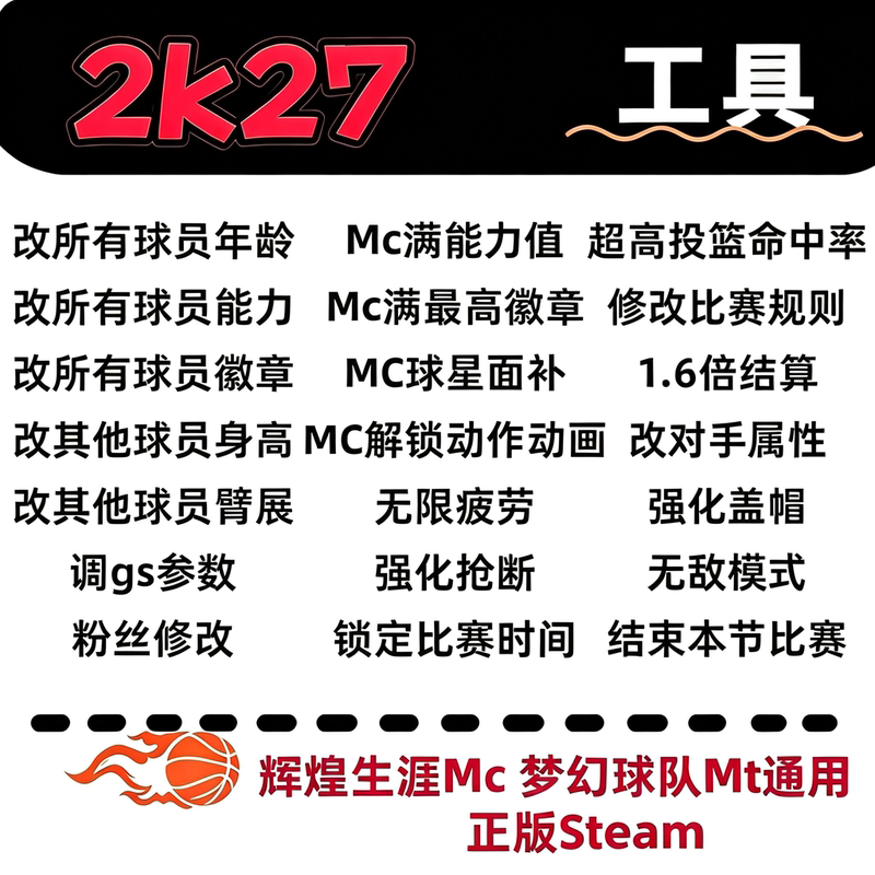 Steam Nba2K27 Modifier Mc Career Mt Dream Face Ability Animation Badge Modeling Pc Assistance
