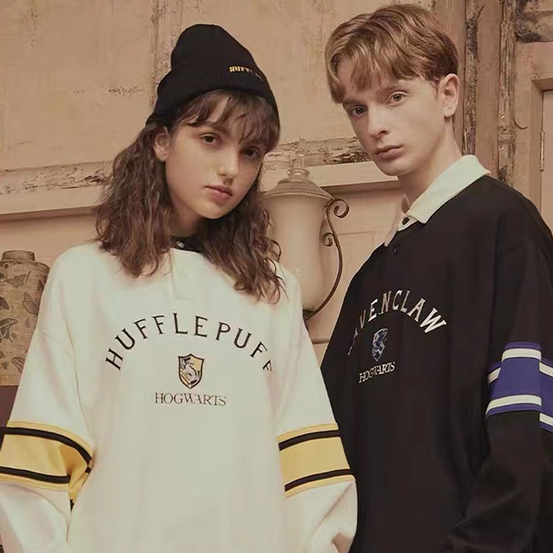 Harry Potter Co-Branded Couple Sweatshirts, Gryffindor and Slytherin House Style Clothing, Long-Sleeved, Suitable for All Seasons, Trendy Gift