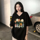 Summer pure cotton casual casual black v-neck ມີໄຂມັນເລັກນ້ອຍແລະກະທັດຮັດຂະຫນາດໃຫຍ່ t-shirts ສໍາລັບແມ່ຍິງ, ຄົນອັບເດດ: ແລະອາຍຸການຫຼຸດຜ່ອນອາຍຸຂອງເກົາຫຼີແບບວ່າງເທິງສໍາລັບແມ່ຍິງ, trendy