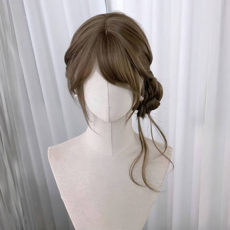 【Light Beauty】Wig for Women with Long Curly Hair, Japanese Style, Hazelnut Gray-Brown, Lolita Daily Full Wig 【Light Beauty】Wig for Women with Long Curly Hair, Japanese Style, Hazelnut Gray-Brown, Lolita Daily Full Wig
