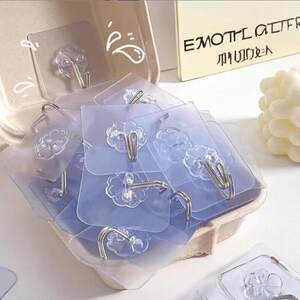 Hook Strong Adhesive No Punching Kitchen Door Transparent Traceless Adhesive Hook Bathroom Toilet Wall Load-Bearing Hook