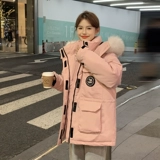 Пуховик, короткая куртка, джинсы с начесом для школьников, коллекция 2022, в американском стиле