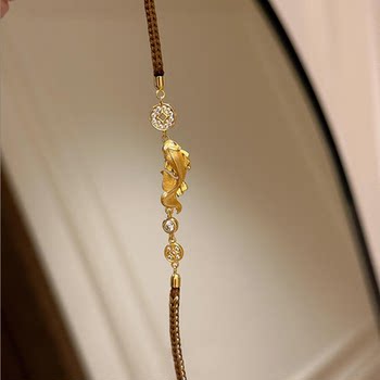 New chinese style brushed koi coin braided bracelet versatile