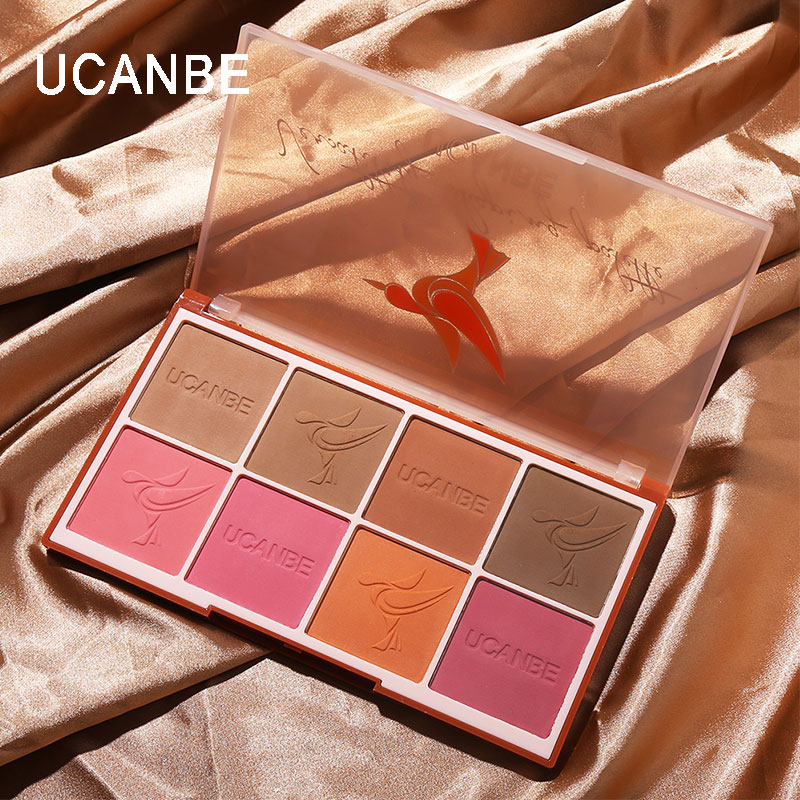 Blush shadow in one dish 8 color matte naturally naked makeup tea caramel orange nasal shadow
