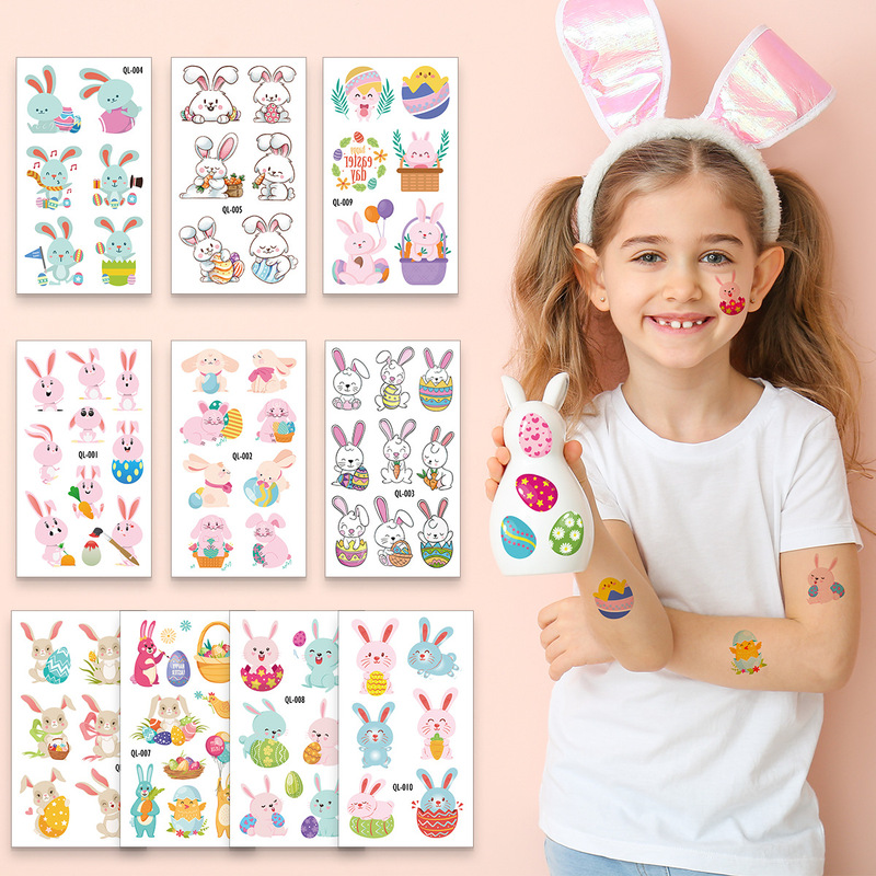 Cross-Border Hot-Selling Easter Egg Bunny Tattoo Stickers for Children, Bunny Decoration Waterproof Face Stickers, Luminous Tattoo Stickers Cross-Border Hot-Selling Easter Egg Bunny Tattoo Stickers for Children, Bunny Decoration Waterproof Face Stickers, Luminous Tattoo Stickers