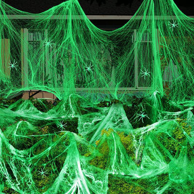 Luminous spider cotton Halloween decoration spider web, spider silk cotton luminous little spider bar venue decoration props