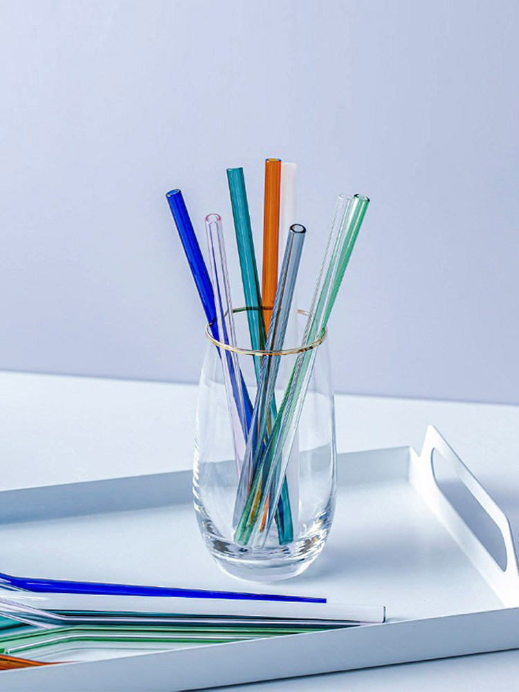 Color glass straw suit creative bamboo festival heat resistant and high temperature resistant food grade milk drinking tube non-disposable-Taobao