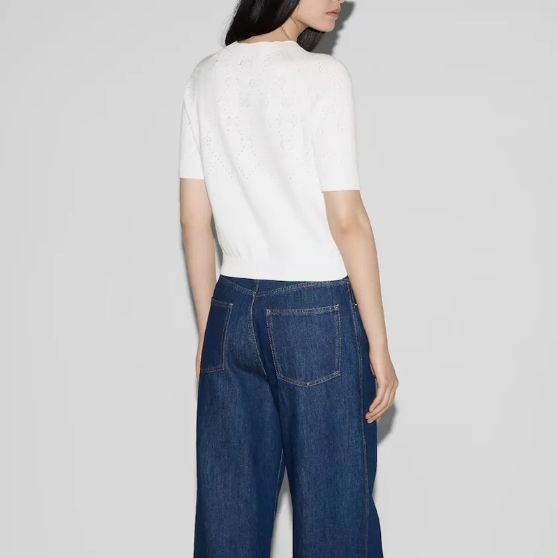 【Premium Women's Clothing】Mr. g Women's Cotton Hollow Knit Top