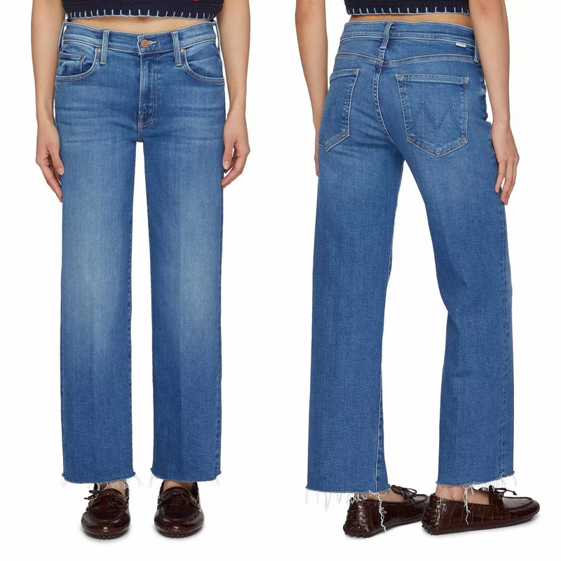 [Reshaping Line Aesthetics] Summer Women's Clothing Thin Denim High-Waisted Stretch Straight-Leg Frayed Hem Cropped Jeans