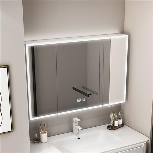 Thickened Space Aluminum Intelligent Bathroom Mirror Cabinet Separate with lamp Accommodating toilet one-piece dressing mirror hanging wall-style mirror case-Taobao