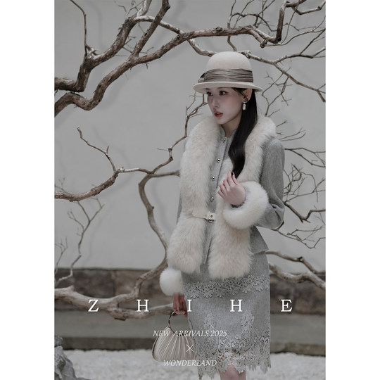 Wuyan Yihe Snow Country Ремесленная мастерская для дочери-100 пальто из овечьей шерсти + юбка + воротник из лисьего меха