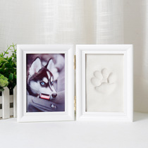 Pet Paw Print Photo Frame Pooch Footprints Remembering Kitty Claws Imprimé Solid Wood Five Inch Frame Diy Printed Mud Souvenir