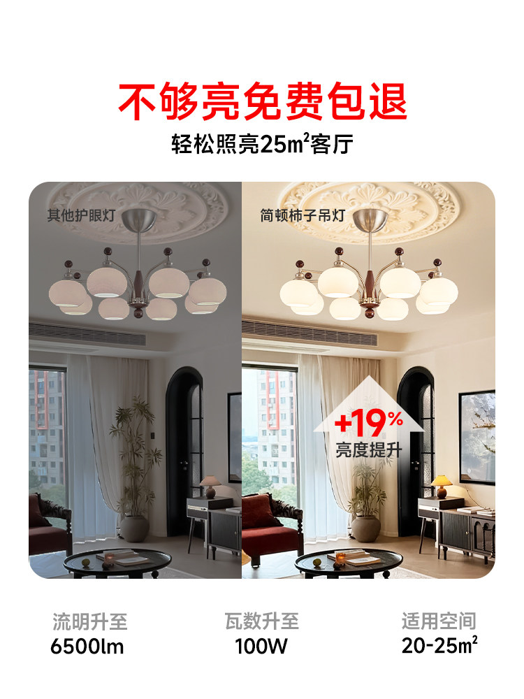Jiandun Persimmon Lamp 4Th Generation Pro Eye-Protecting Ancient Style Lighting Living Room Chandelier 2025 New Song Dynasty Aesthetic Dining Chandelier