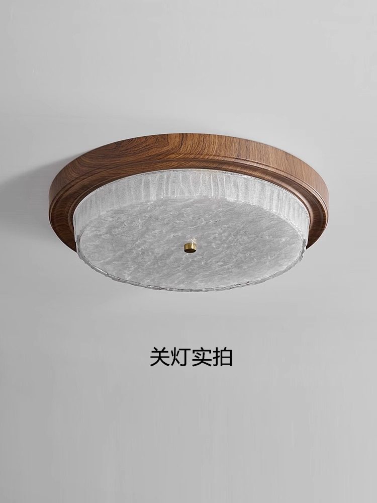 Jiandun Vintage-Style Glass Ceiling Lamp, Round Bedroom Children's Room Lamp, Full-Spectrum Song-Style Aesthetic Eye-Protection Lamp