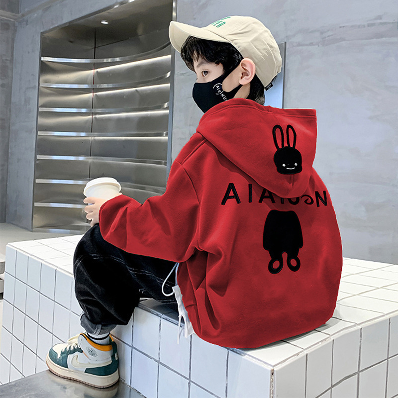 Boys' Hooded Sweatshirt Spring and Autumn 2025 New Casual Autumn Children's Top Fashionable Cute Boys' Hoodie Trendy