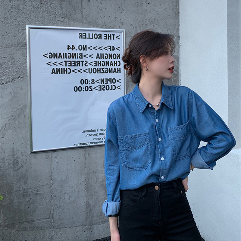 Fashionable Workwear Denim Long-Sleeve Shirt for Women, 2026 Autumn New Style, Plus Size for Chubby Women, Loose and High-End Feel Top Fashionable Workwear Denim Long-Sleeve Shirt for Women, 2026 Autumn New Style, Plus Size for Chubby Women, Loose and High-End Feel Top