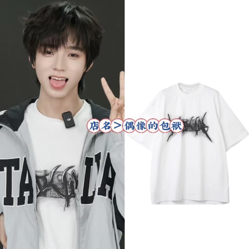 Tf Family 4Th Generation Wang Lujie's Same Style Clothing, Summer Unisex Metal Style Pure Cotton Short-Sleeved T-Shirt Top for Men and Women