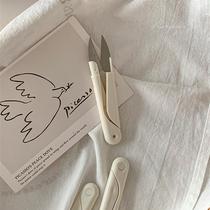 Round head U-shaped plastic spring sewing small scissor yarn cut stainless steel home convenient carry lid Cross embroidered wire head cut