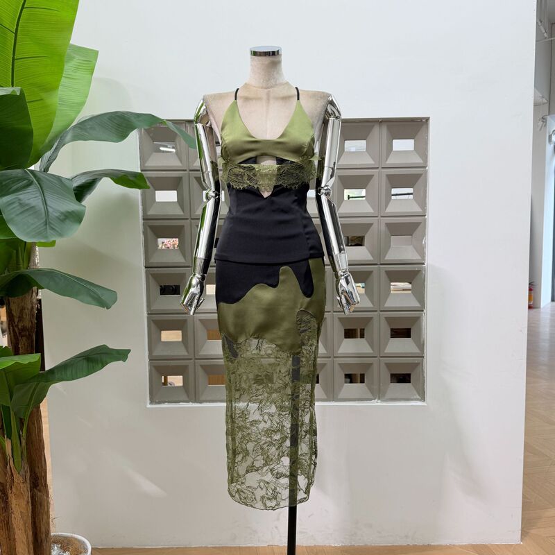 Amazon Vacation Outfit with a Discreet Backless Design, V-Neck, Waist-Cinching, Sexy Patchwork Camisole + Lace Patchwork Bodycon Skirt Amazon Vacation Outfit with a Discreet Backless Design, V-Neck, Waist-Cinching, Sexy Patchwork Camisole + Lace Patchwork Bodycon Skirt