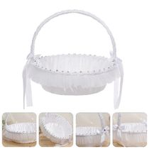 1Pc Brides Basket White Wedding Flower Basket Rhinestone Flo