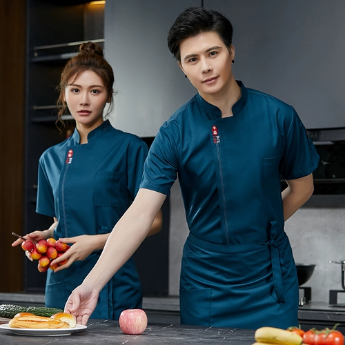 Лето-дышащий повар костюм тонкий мужской отель с короткими рукавами