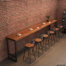 Customized strip table with high legs and narrow table against the wall long table and chairs solid wood commercial American table combination bar table customized simple home