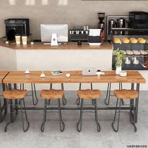 Customized balcony table and chair combination leisure shop high table bar milk tea solid wood cafe wall bar commercial