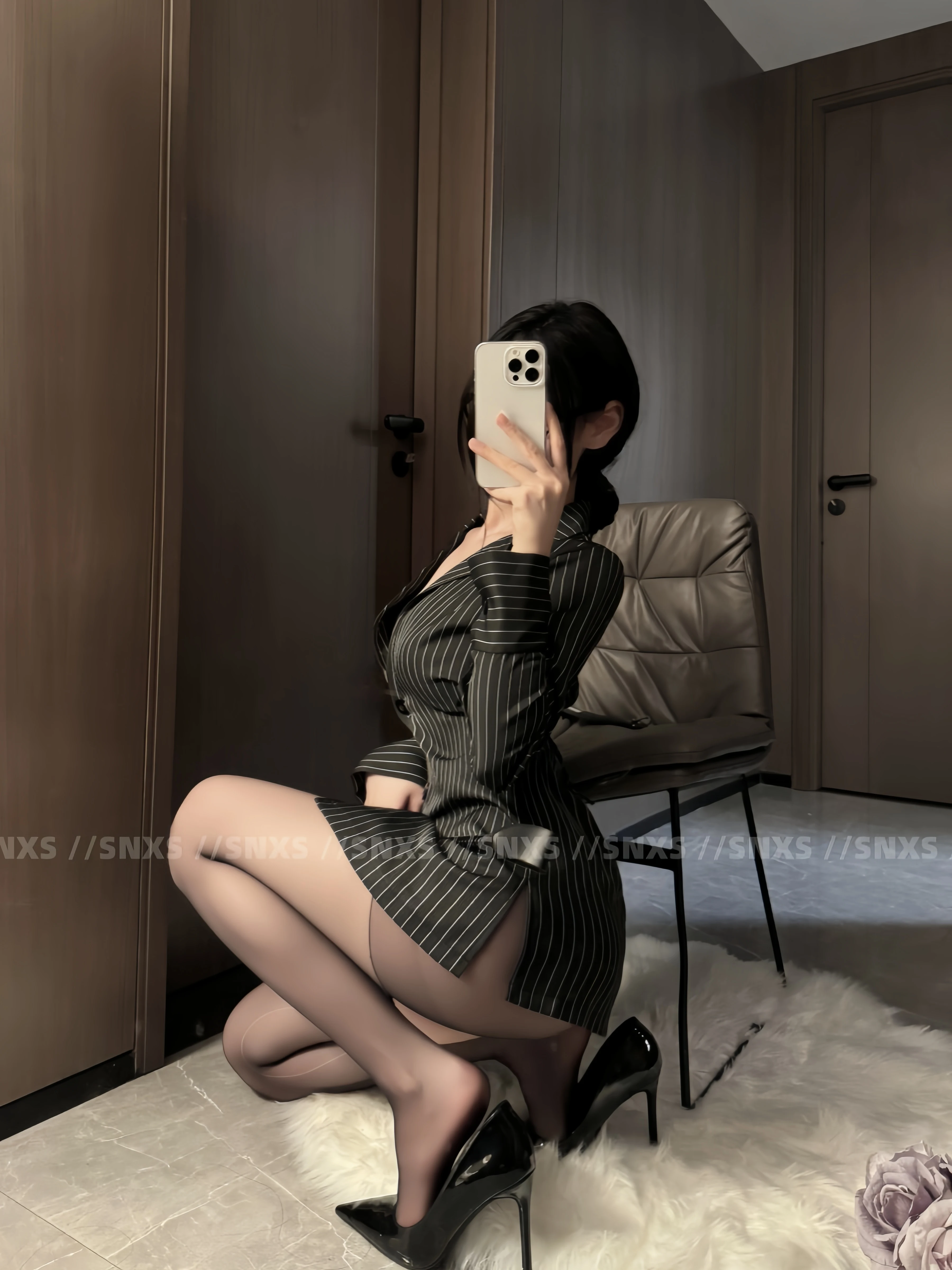 SNXS "Lawyer" сексуальный офисный костюм: приталенная chemise женский якорь секретарь учитель искушение костюм