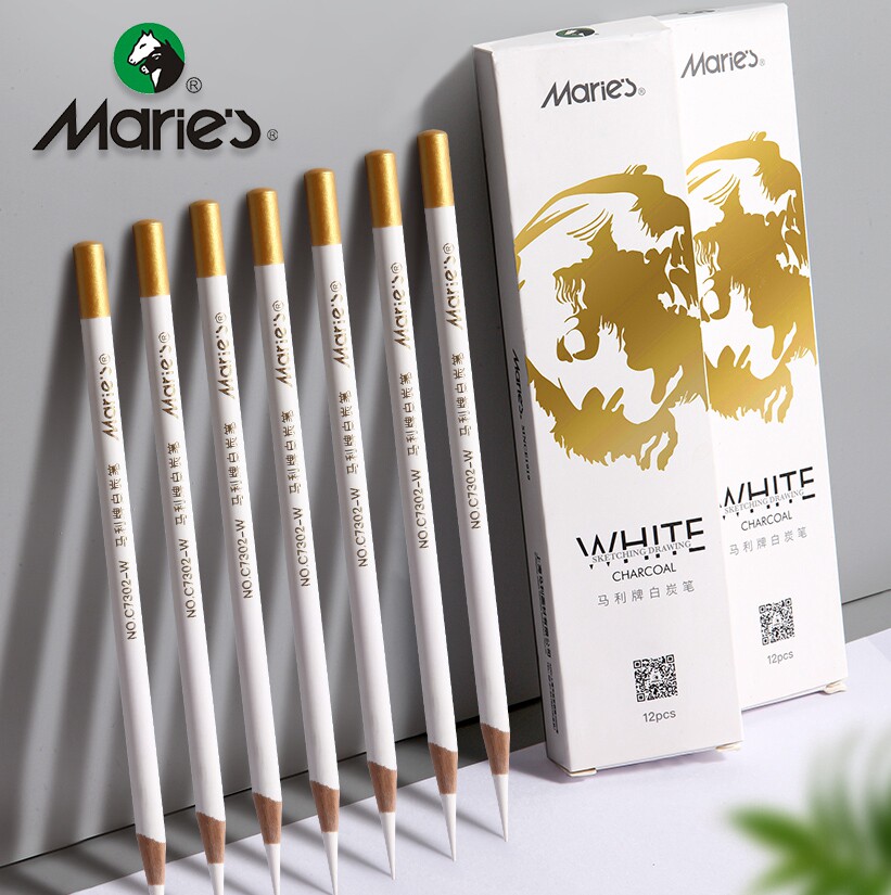 Mali White Charcoal Pen Fine Arts Students Special White High Light Sketching Pencil Suit Students Painting Soft Charcoal Pen Speed Writing Soft Carbon Pen Professional Soft Medium Hard Carbon Drawing Tool Supplies Beginners-Taobao