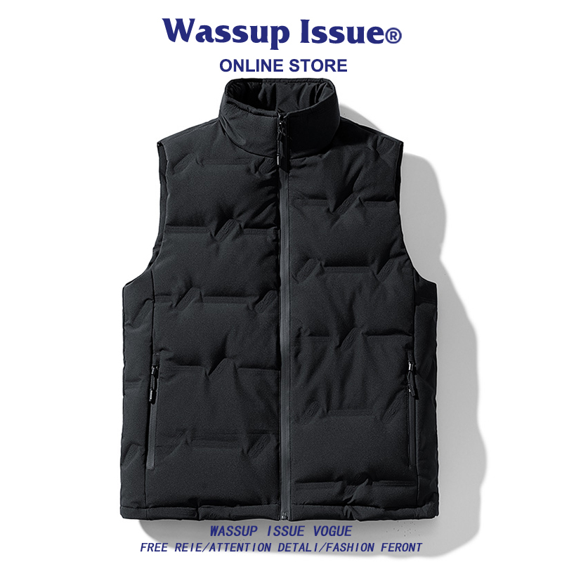 Wassup Issue Men's down Vest Winter Thickened Sleeveless down Jacket Lightweight Vest Men