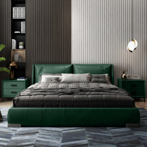 Dark green light luxury new master bedroom high box modern simple double leather bed 1 8m Italian minimalist soft bed