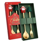 Рождественская десертная вилка для фруктов, кофейная подарочная коробка, посуда для пожилых людей, комплект, подарок на день рождения