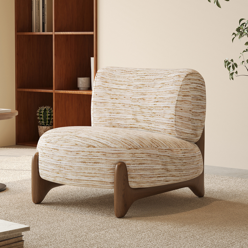 Medieval-Style Solid Wood Single Sofa Chair for Living Room Balcony, Single Sofa, Leisure Minimalist Designer Sofa Chair, Retro