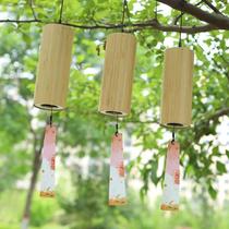 Balcony outdoor camping wooden bamboo bell courtyard hanging decoration Japanese style *meditation healing wind chime pendant chord