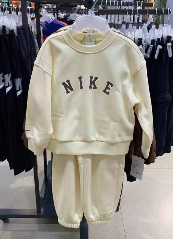 Nike Cozy Coconut Milk Color Fleece-Lined Children's Sports Suit Fz9923-113-247