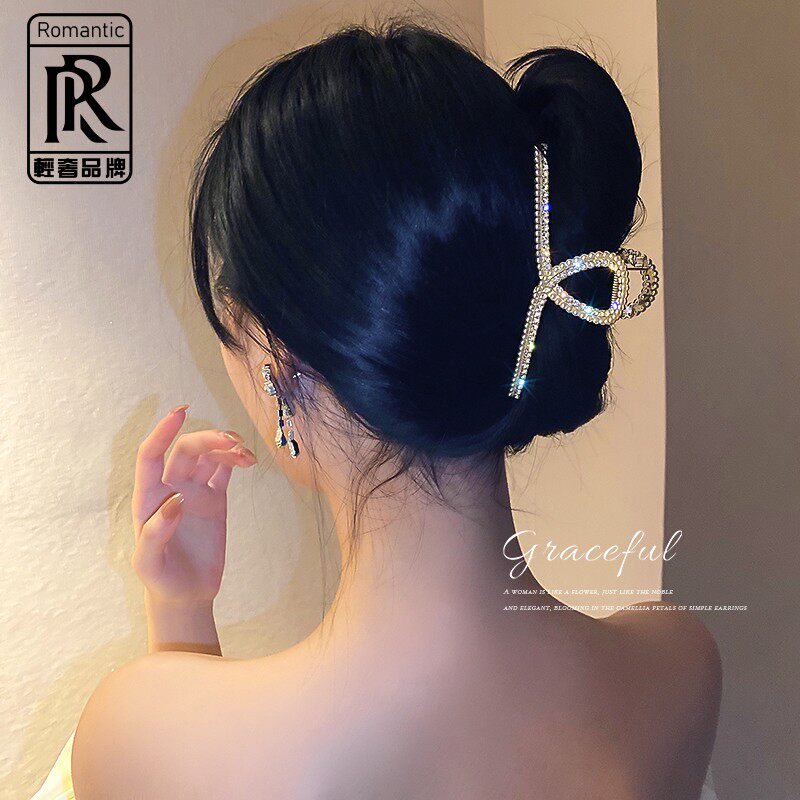 Pearl rhinestone hair clip large summer dish hair shark clip high-end hair accessories 2021 new hairpin