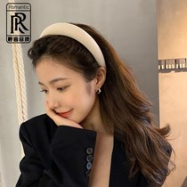 High skull top wide-brimmed sponge headband womens retro French all-match net infrared out wash face press hair headband hairpin headdress