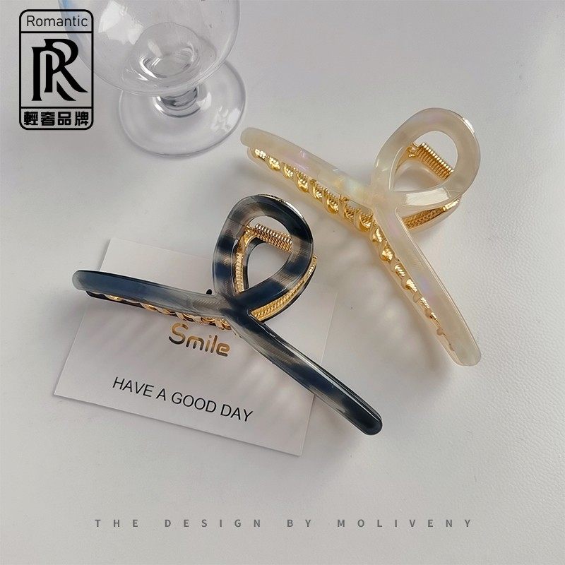 RR Korean version temperament color large metal acetate hairpin headdress female back head plate hair catch clip shark clip hairpin