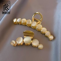 RR pearl hairpin net red big catch clip big shark clip exquisite opal hairpin back head clip plate hair headdress